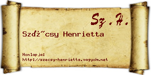 Szécsy Henrietta névjegykártya