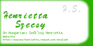 henrietta szecsy business card